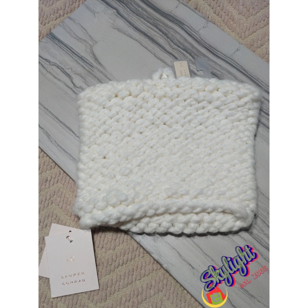 Lauren Conrad Women's Ivory Chunky Knit Beanie Hat Cat Kitty Winter Nwt One Size